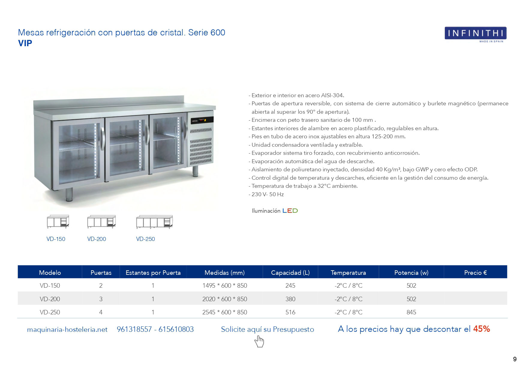 MESAS REFRIGERADAS CONGELACION para BAR