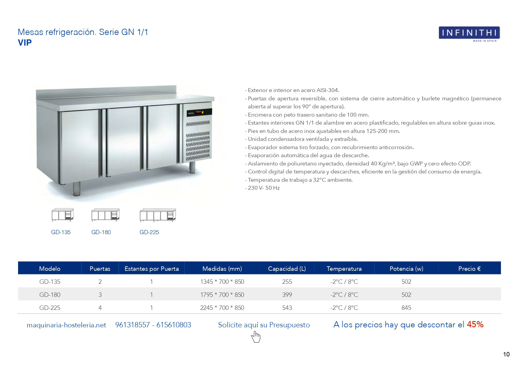 MESAS REFRIGERADAS CONGELACION para BAR