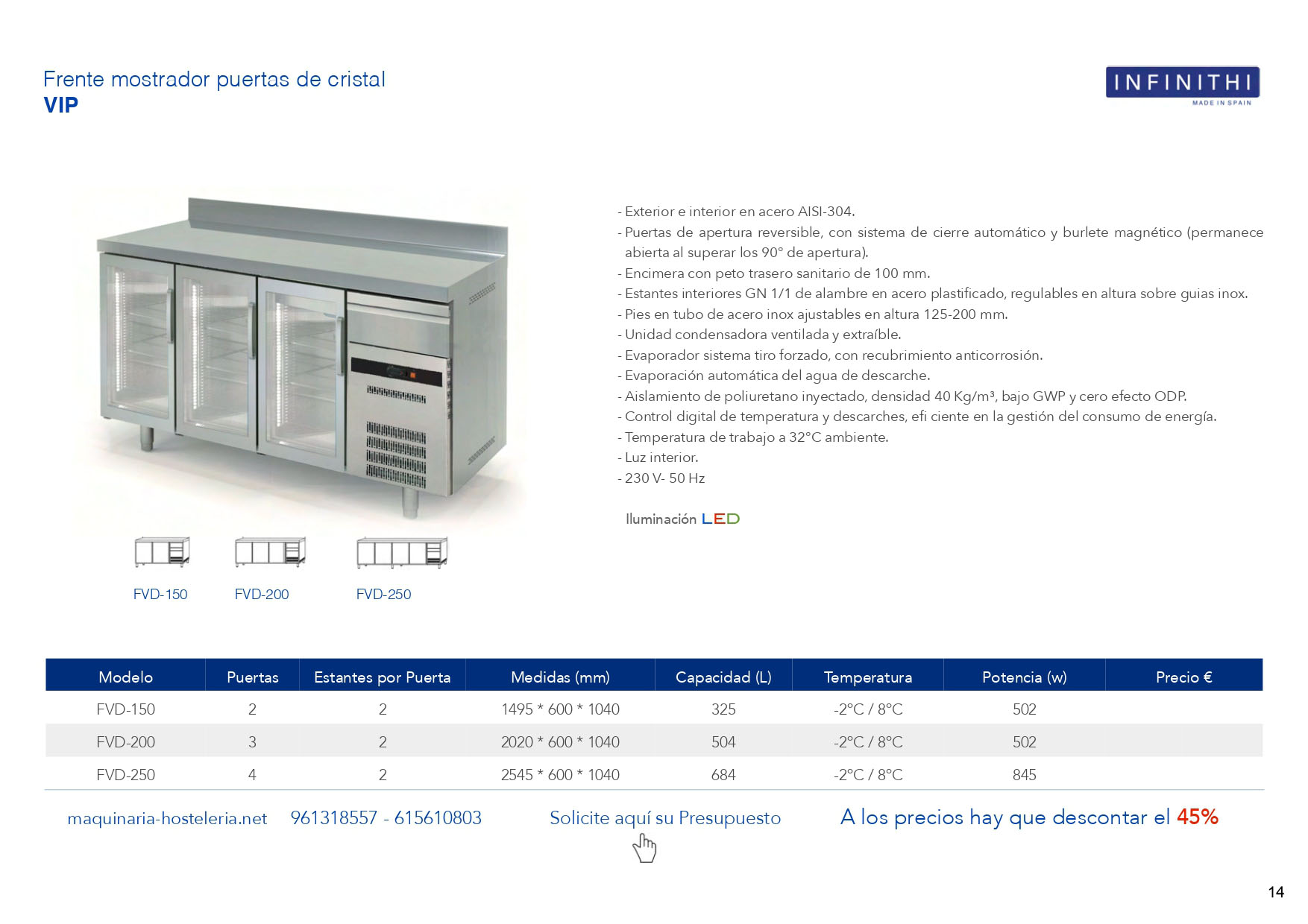 MESAS REFRIGERADAS CONGELACION para BAR