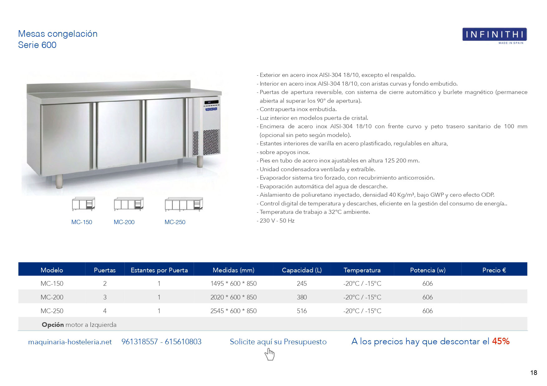 MESAS REFRIGERADAS CONGELACION para BAR