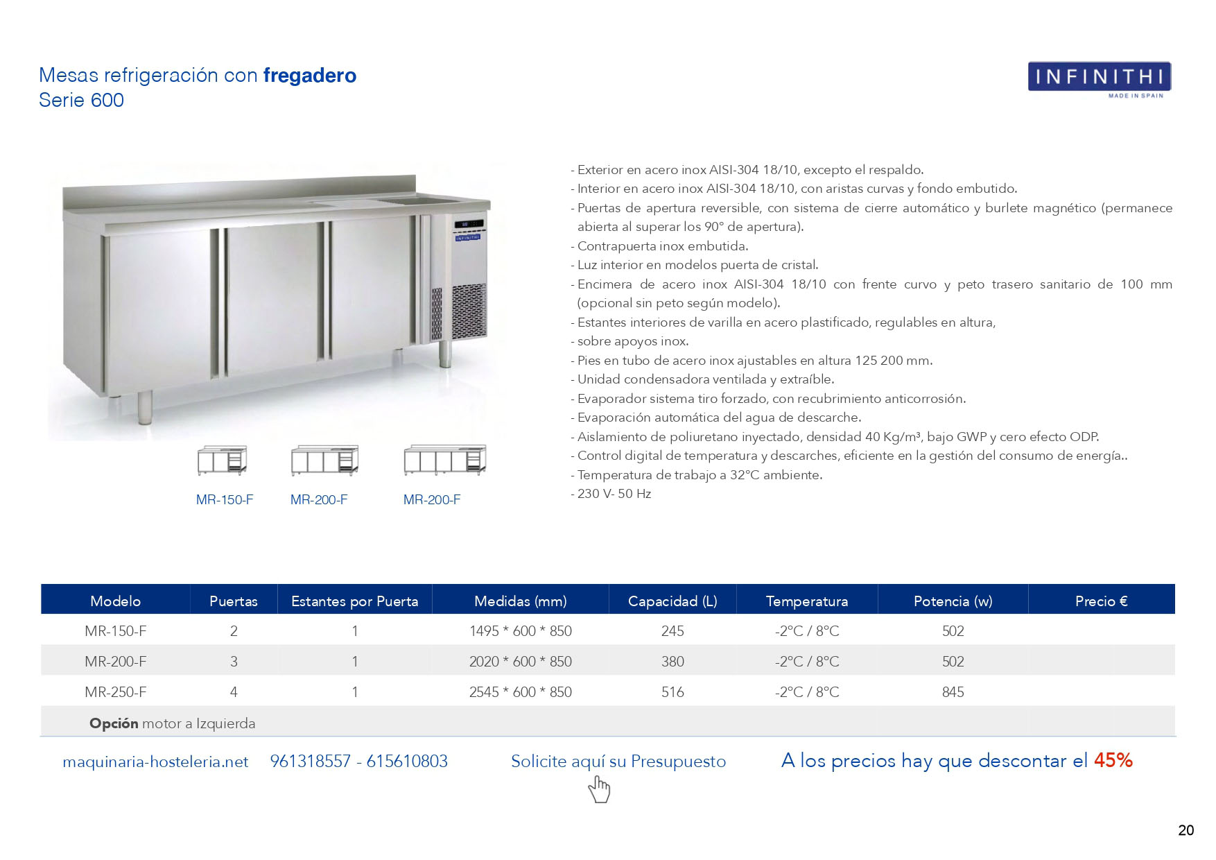 MESAS REFRIGERADAS CONGELACION para BAR