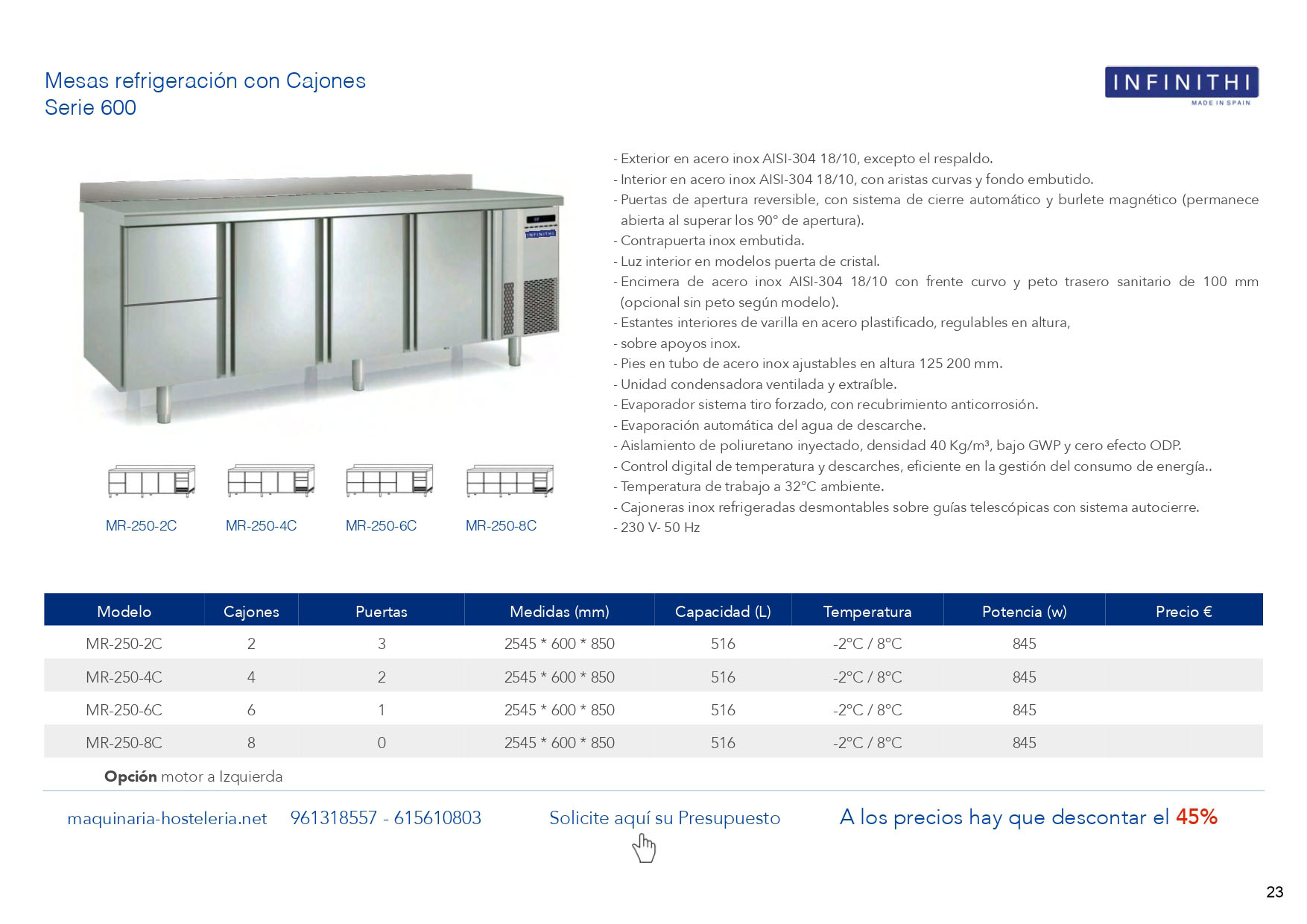 MESAS REFRIGERADAS CONGELACION para BAR