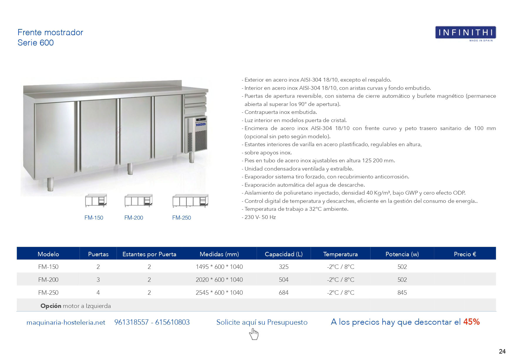 MESAS REFRIGERADAS CONGELACION para BAR