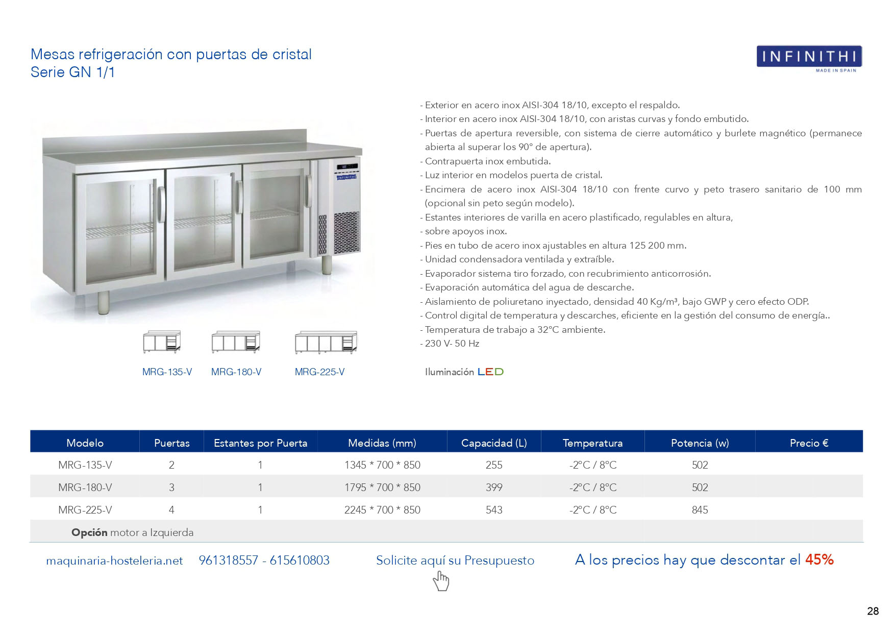 MESAS REFRIGERADAS CONGELACION para BAR