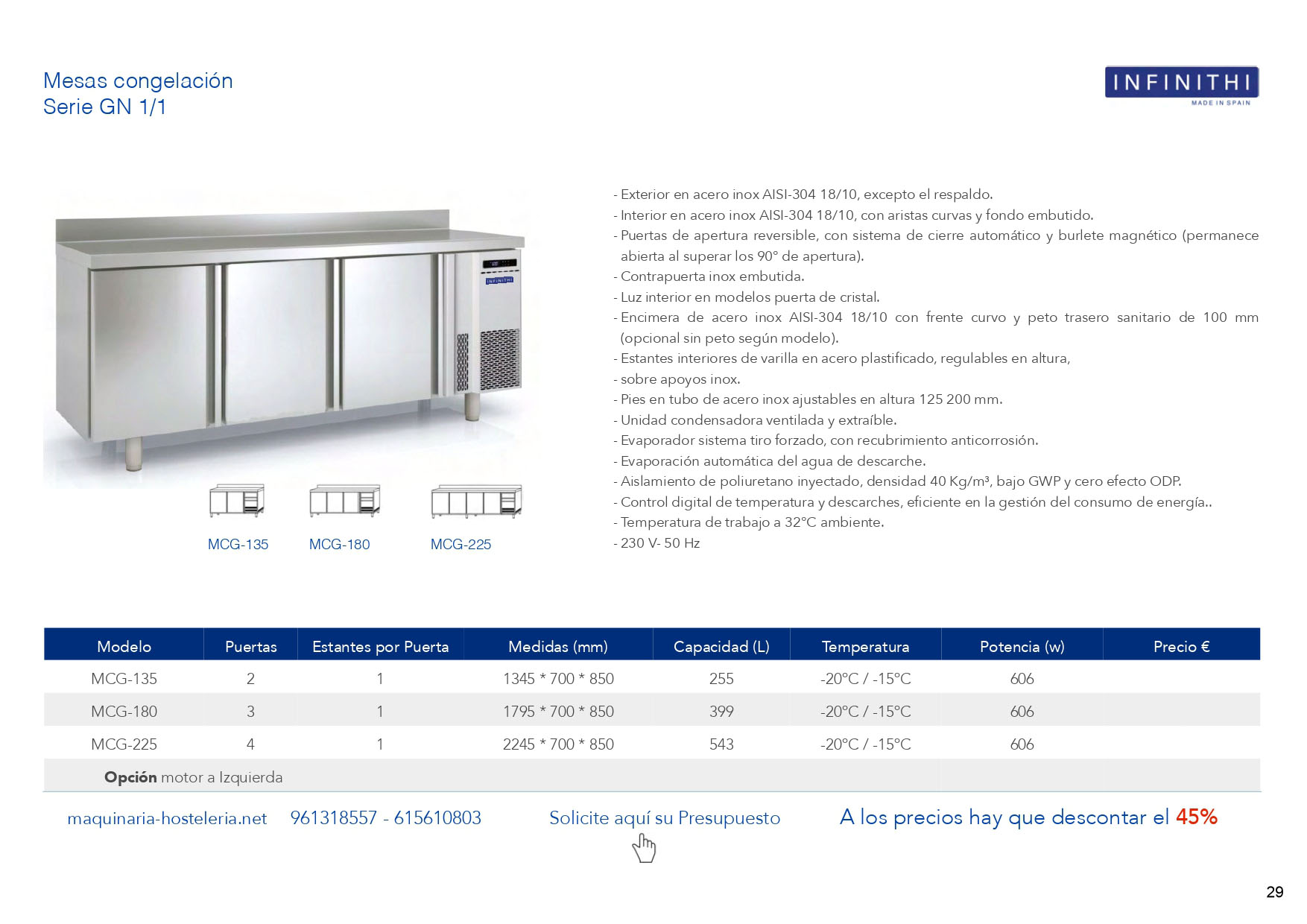 MESAS REFRIGERADAS CONGELACION para BAR