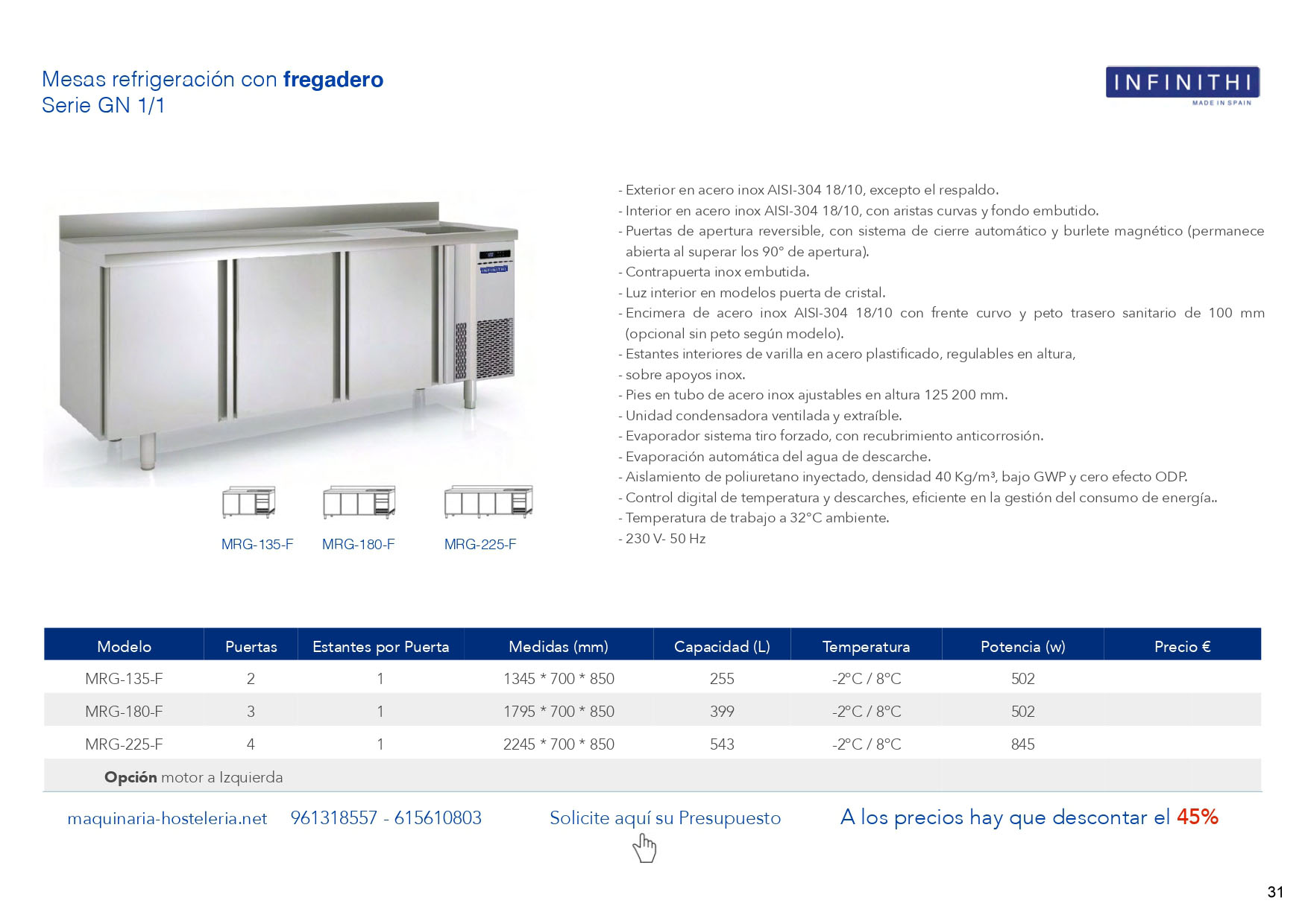 MESAS REFRIGERADAS CONGELACION para BAR