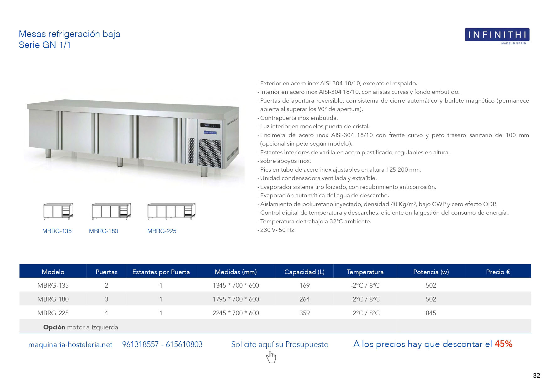 MESAS REFRIGERADAS CONGELACION para BAR