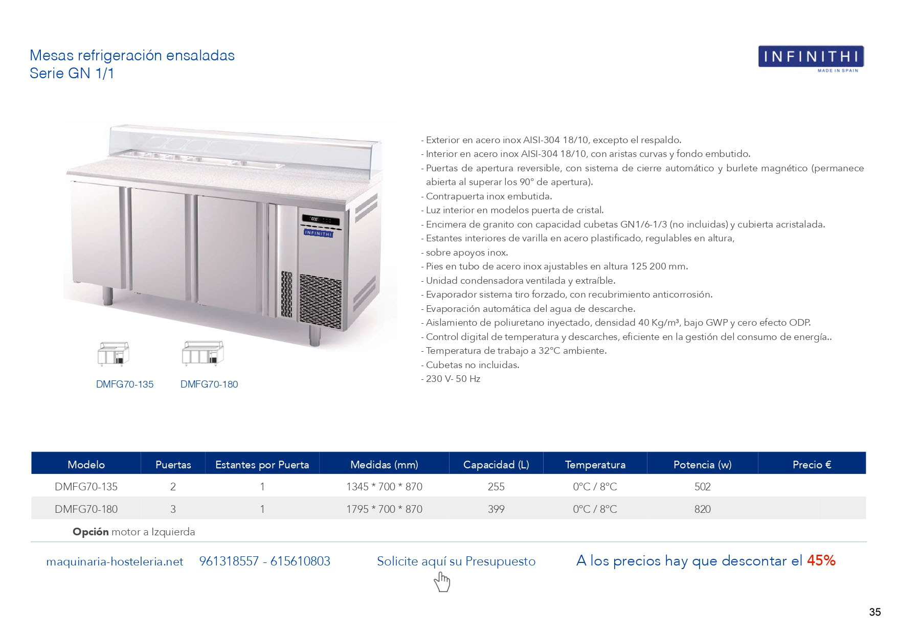 MESAS REFRIGERADAS CONGELACION para BAR