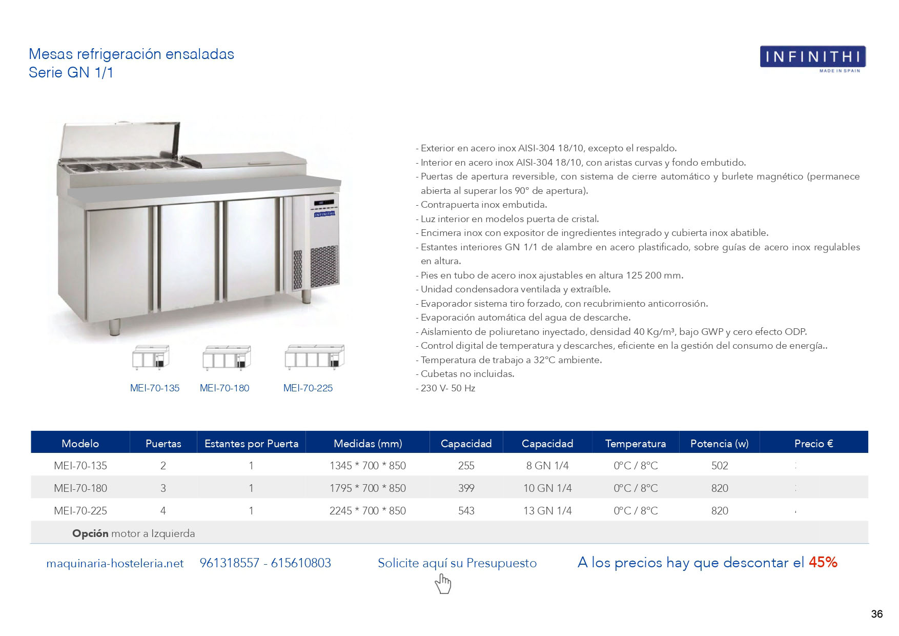 MESAS REFRIGERADAS CONGELACION para BAR