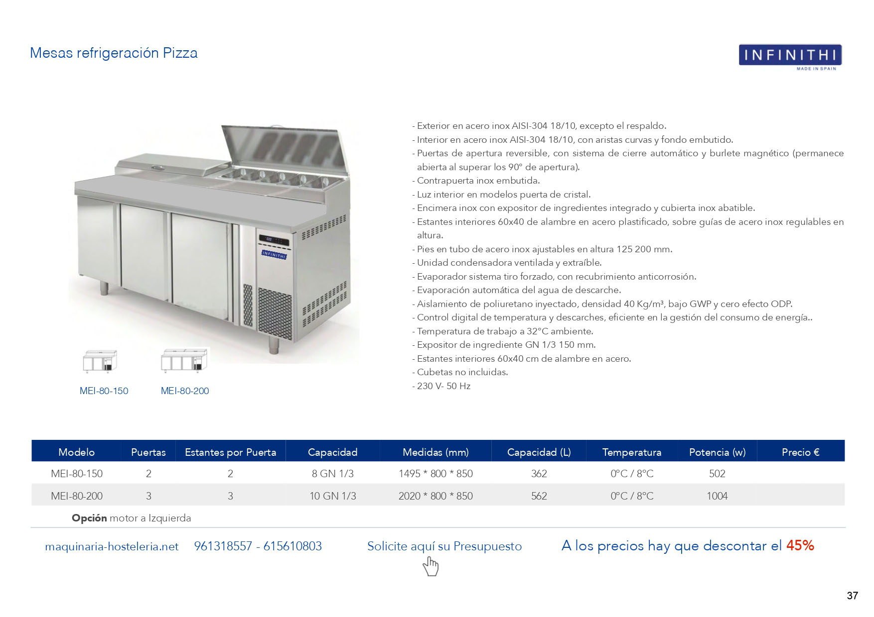 MESAS REFRIGERADAS CONGELACION para BAR