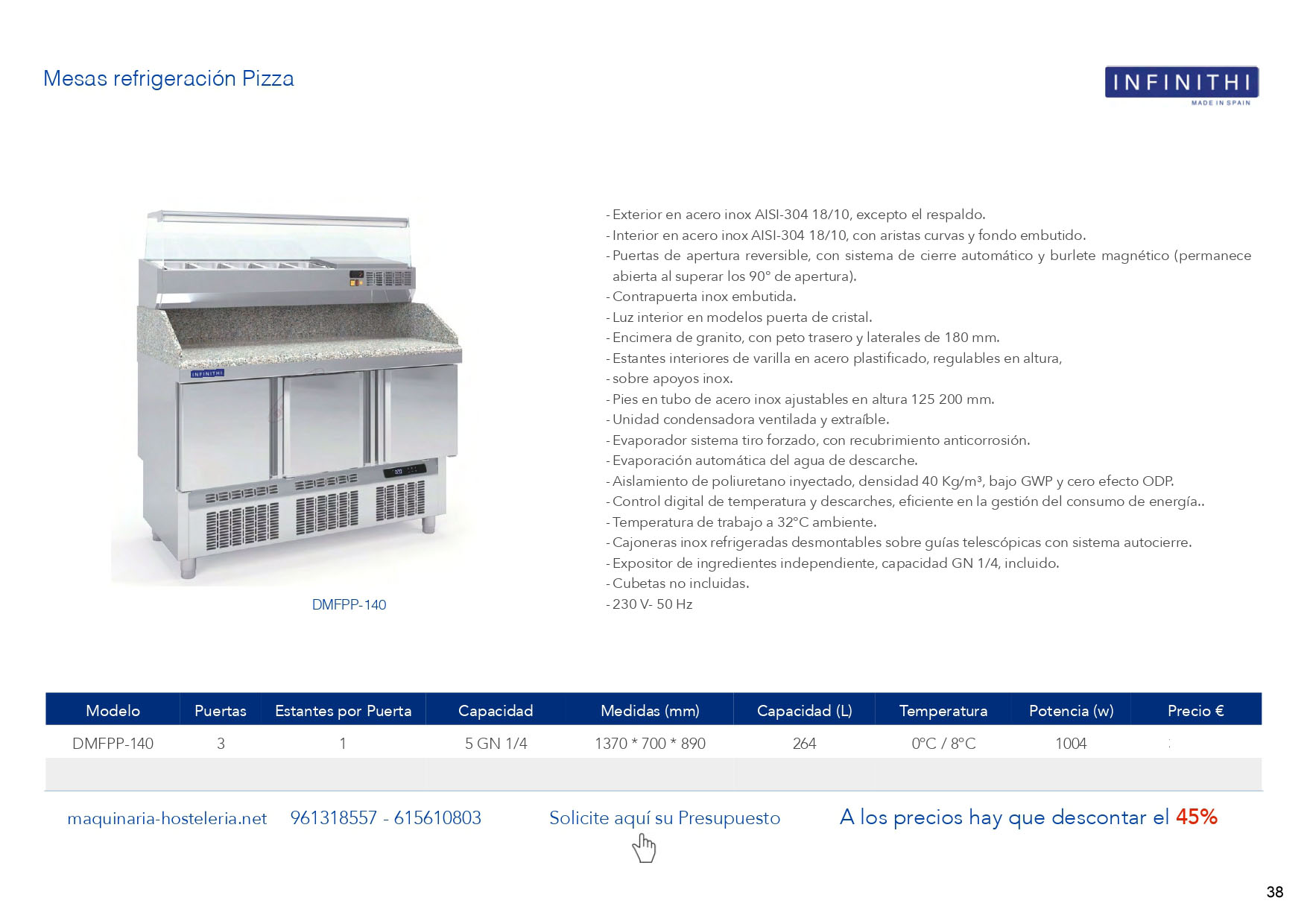 MESAS REFRIGERADAS CONGELACION para BAR