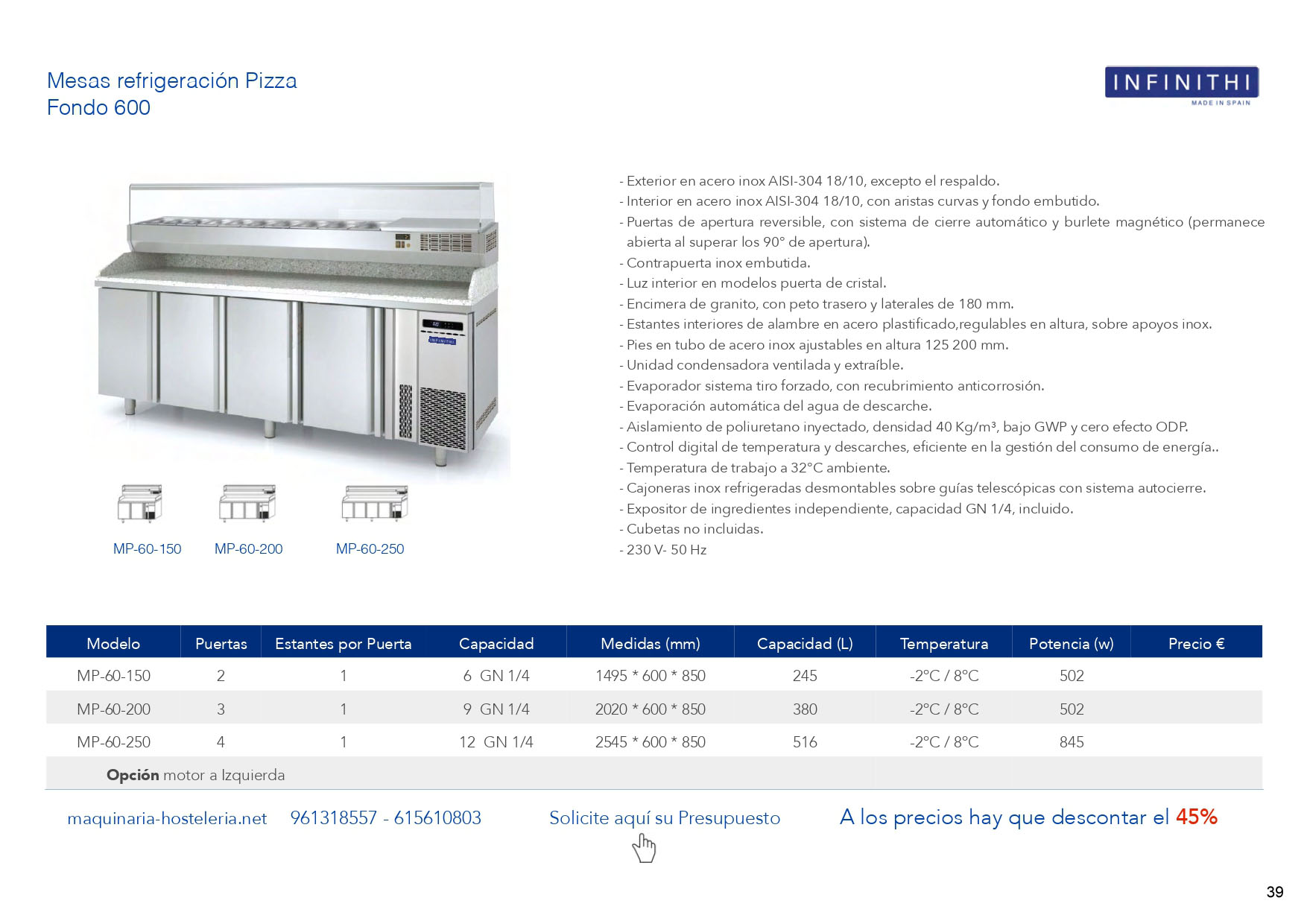 MESAS REFRIGERADAS CONGELACION para BAR