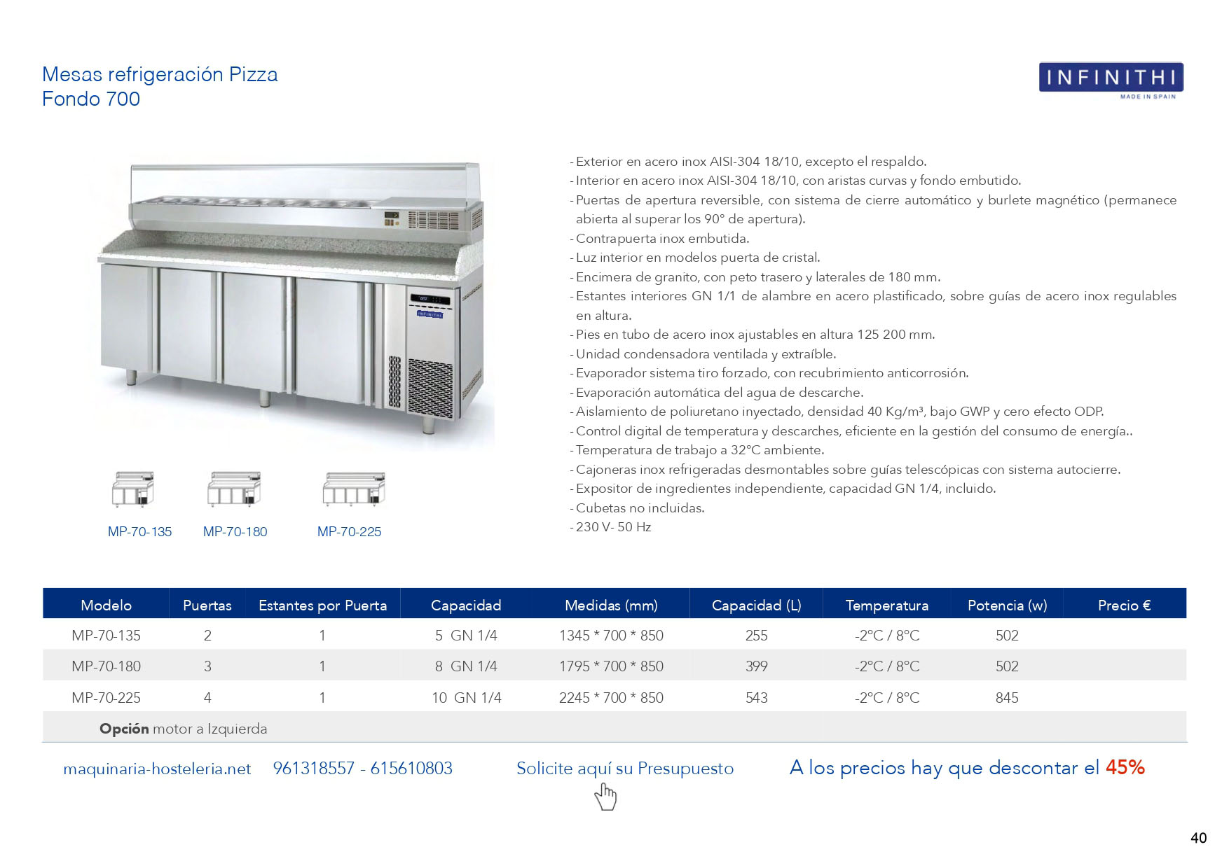 MESAS REFRIGERADAS CONGELACION para BAR