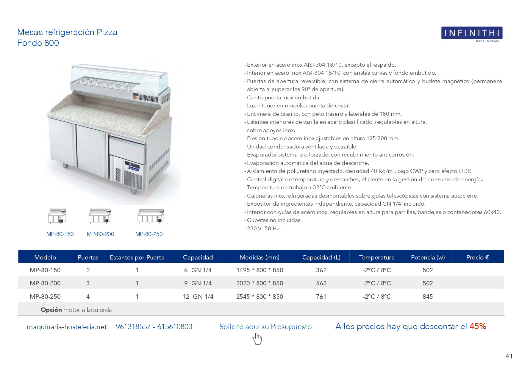 MESAS REFRIGERADAS CONGELACION para BAR