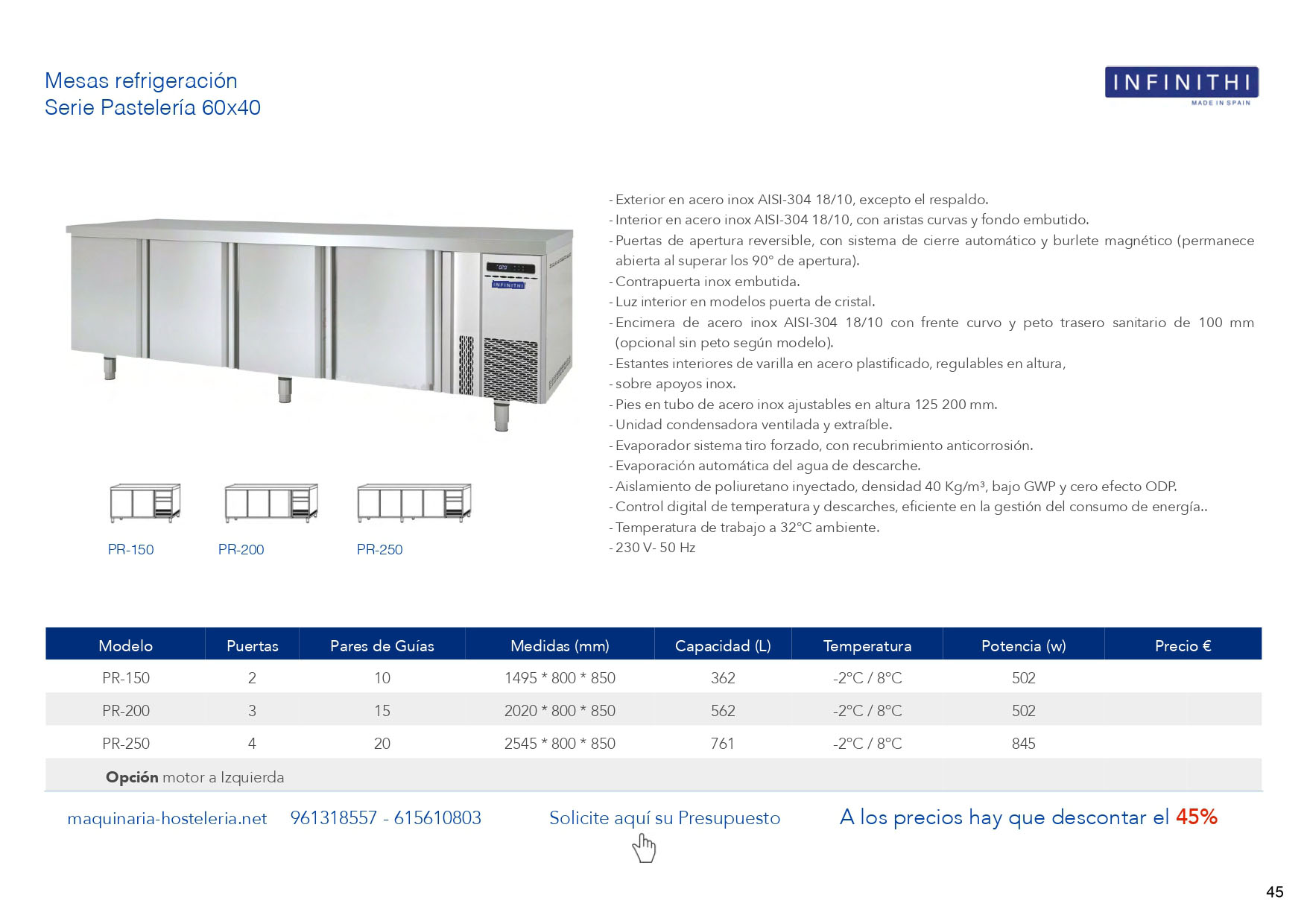 MESAS REFRIGERADAS CONGELACION para BAR